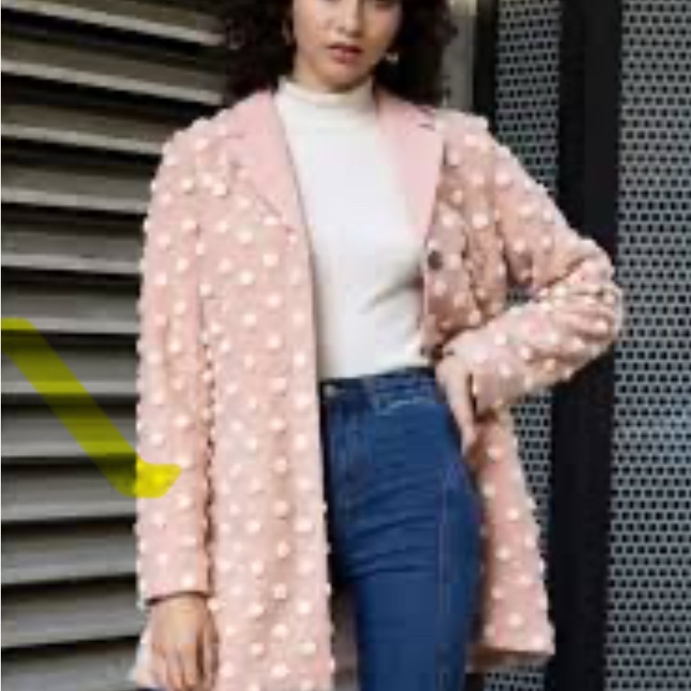 Chic Pink Polka Dot Coat